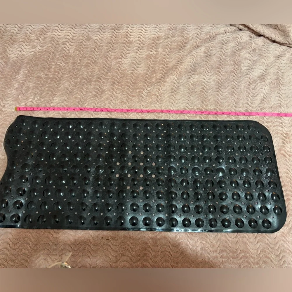 Extra Long Bath Mat Black Textured Suction Cup 100% PVC